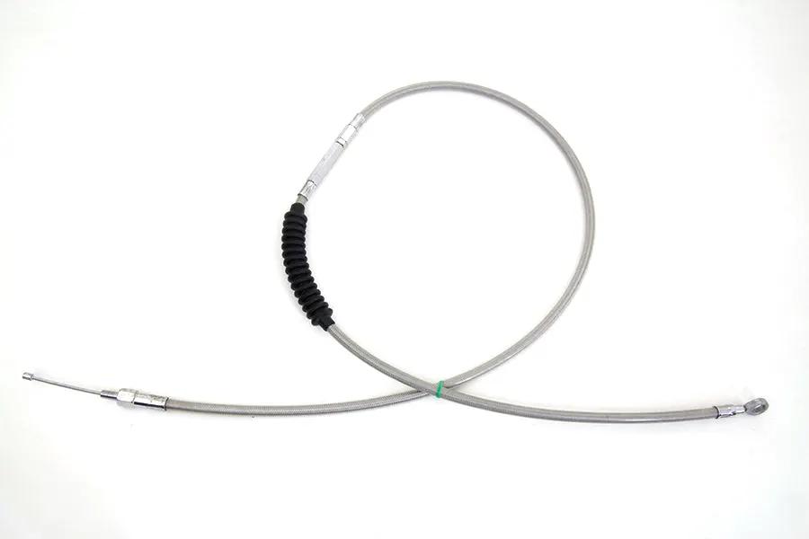 V-Twin 60.63 Inch Braided Stainless Steel Clutch Cable with Clear Coat for Harley Davidson FXR by V-Twin