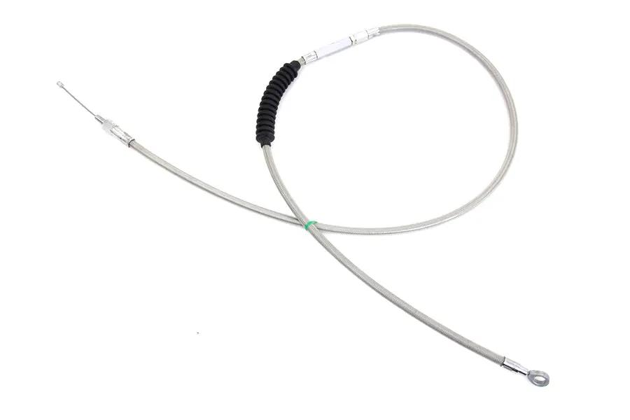V-Twin 60.63 Inch Braided Stainless Steel Clutch Cable with Clear Coat for Harley Davidson FXR by V-Twin