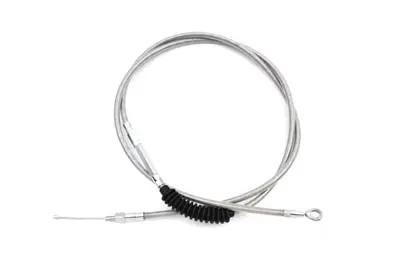 V-Twin 78.69 inch Braided Stainless Steel Clutch Cable with Clear Coat Finish for Harley Davidson FXD and FXDL Models by V-Twin