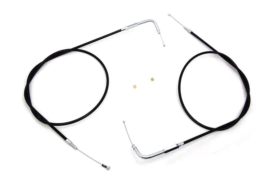 V-Twin 46.25 Inch Throttle and Idle Cable Set for Harley Davidson FLT Models by V-Twin
