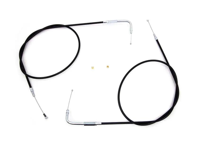 V-Twin 46.25 Inch Throttle and Idle Cable Set for Harley Davidson FLT Models by V-Twin