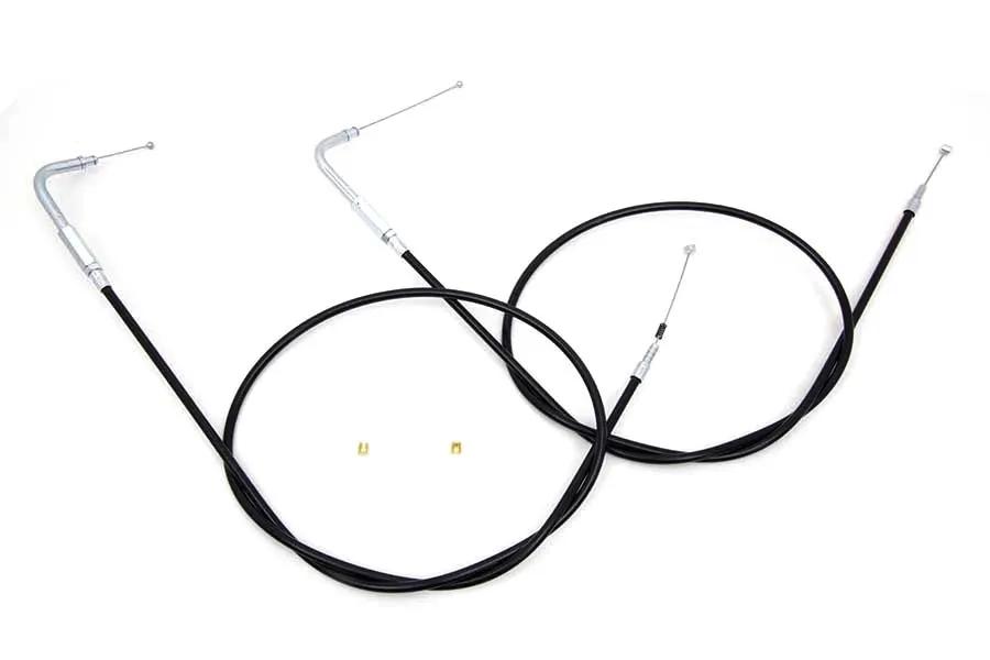 V-Twin 46.25 Inch Throttle and Idle Cable Set for Harley Davidson FLT Models by V-Twin