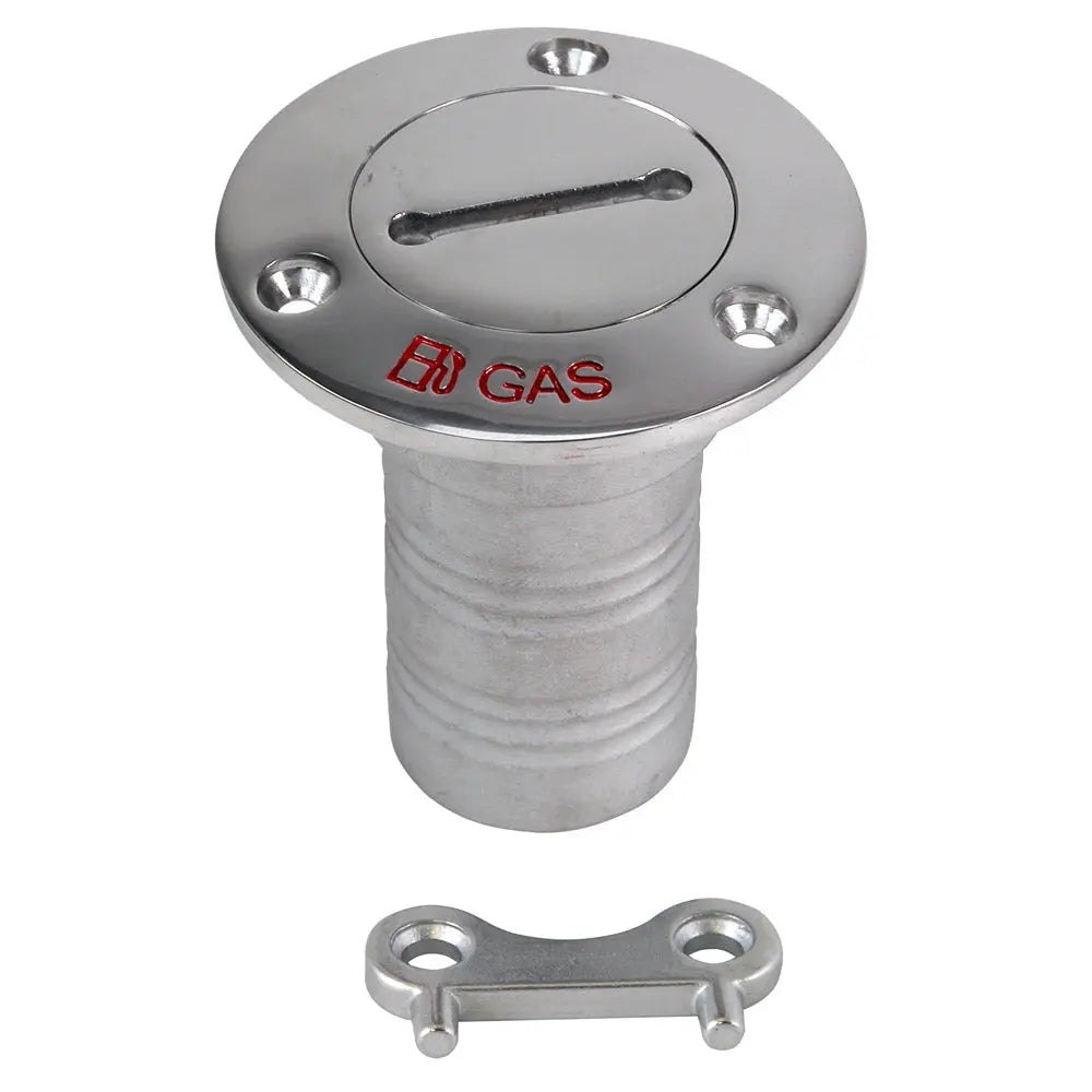 Whitecap 6123C 1-1/2" Gas Hose Deck Fill with Key and 3" Flange in 316 Stainless Steel