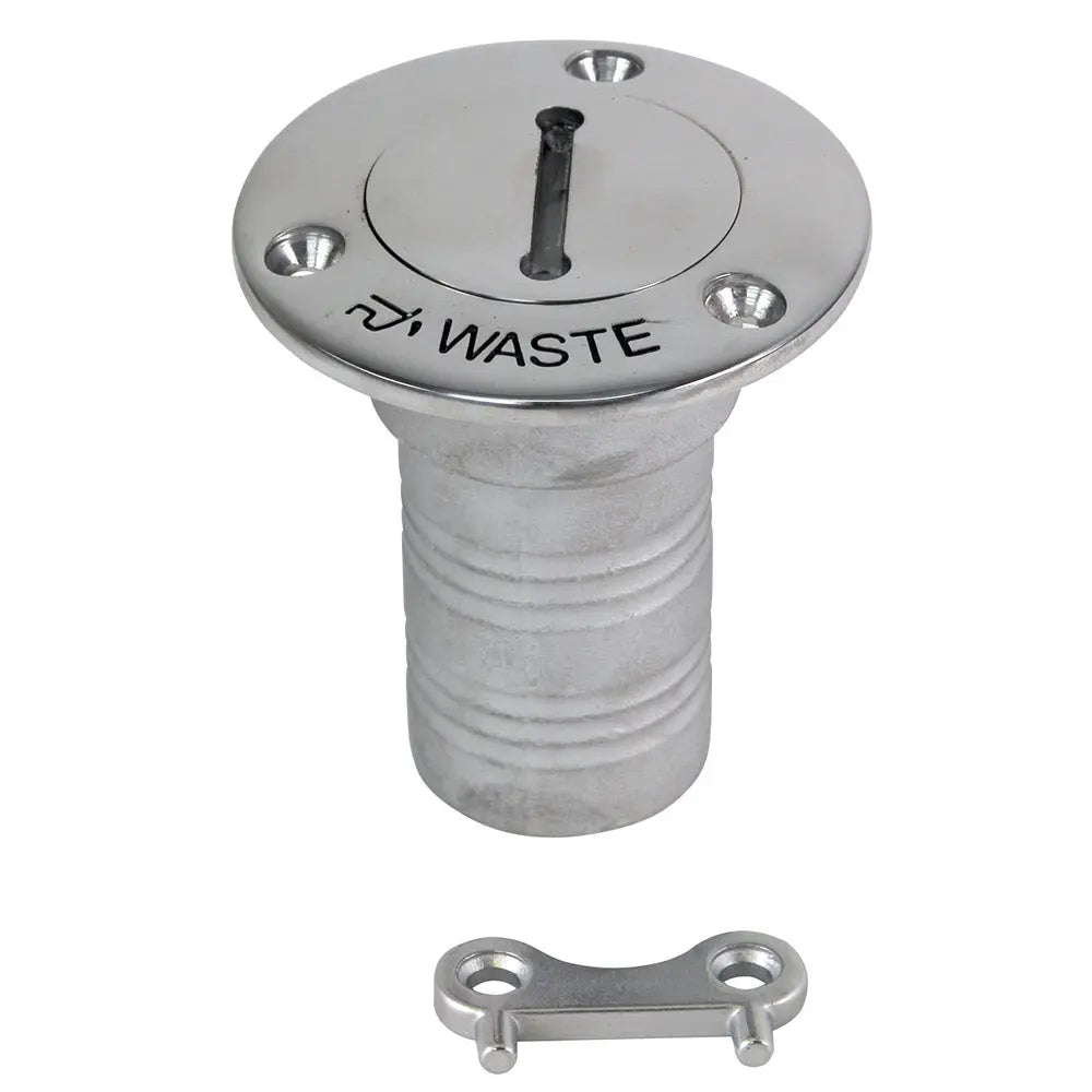 Whitecap 6126C Stainless Steel Hose Deck Fill for Waste - 1-1/2" Hose with 3" Flange and 90-Degree Angle