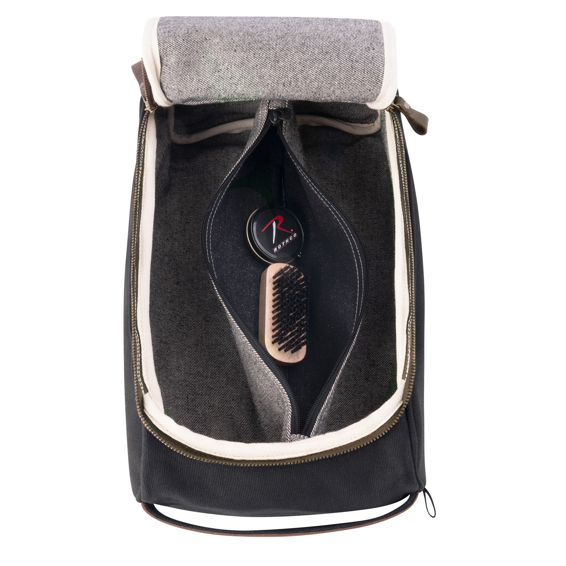 Rothco Canvas Shoe Bag Black – Durable Travel Shoe Organizer with Inner Zipper Pocket