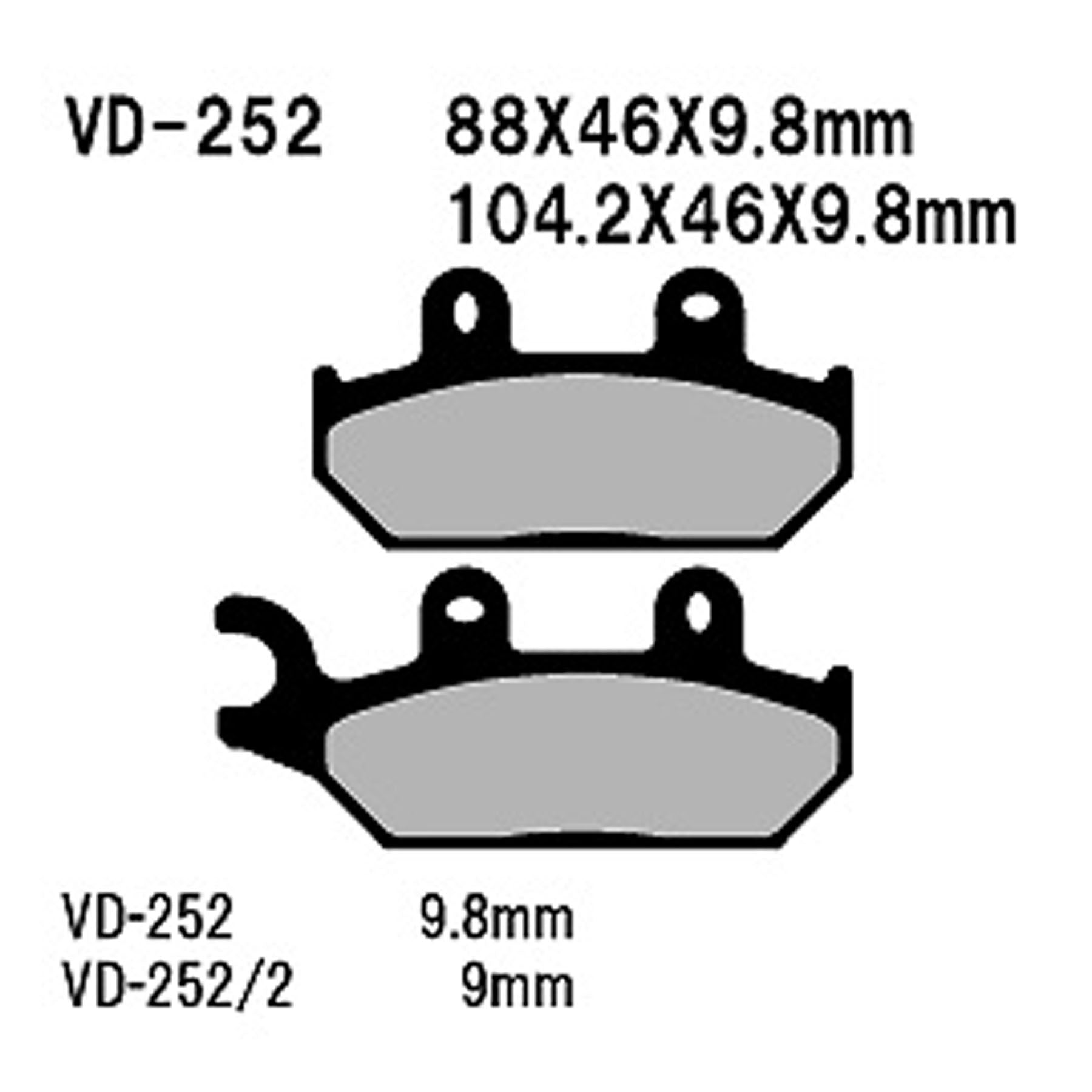 VESRAH Semi-Metallic Brake Pads VD-252 for Reliable Stopping Power