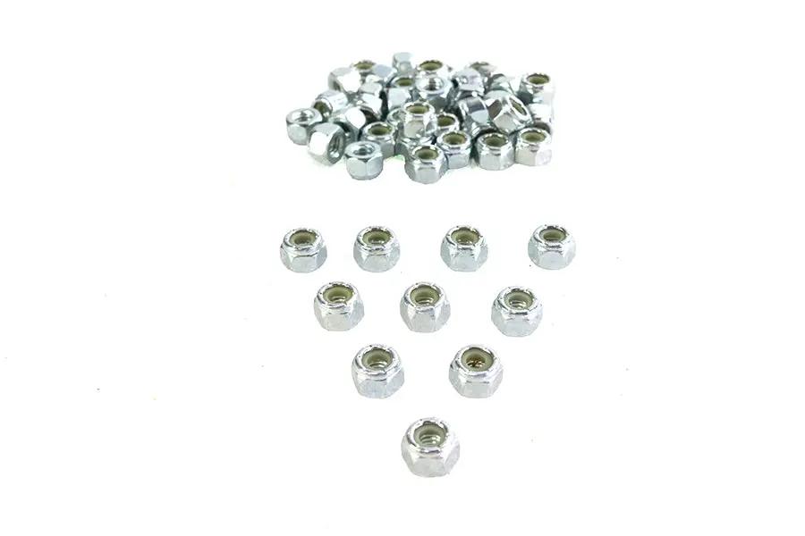 V-Twin Zinc Hex Nuts 1/4 inch-20 Nyloc with Vibration-Resistant Plastic Insert, 50 Pack by V-Twin