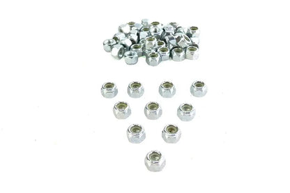 V-Twin Zinc Hex Nuts 1/4 inch-20 Nyloc with Vibration-Resistant Plastic Insert, 50 Pack by V-Twin