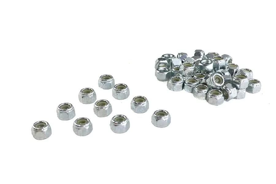 V-Twin Zinc Hex Nuts 1/4 inch-20 Nyloc with Vibration-Resistant Plastic Insert, 50 Pack by V-Twin