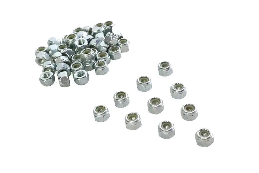 V-Twin Zinc Hex Nuts 1/4 inch-20 Nyloc with Vibration-Resistant Plastic Insert, 50 Pack by V-Twin
