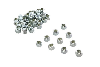 V-Twin Zinc Hex Nuts 1/4 inch-20 Nyloc with Vibration-Resistant Plastic Insert, 50 Pack by V-Twin