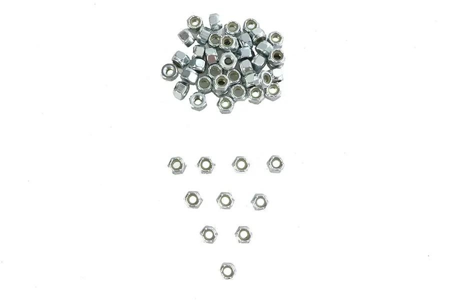 V-Twin Zinc Hex Nuts 1/4 inch-20 Nyloc with Vibration-Resistant Plastic Insert, 50 Pack by V-Twin
