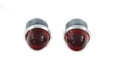 V-Twin License Plate Reflector Set Red - Original Glo-Brite Style with Real Glass by V-Twin