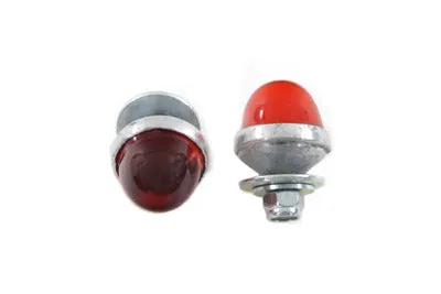 V-Twin License Plate Reflector Set Red - Original Glo-Brite Style with Real Glass by V-Twin