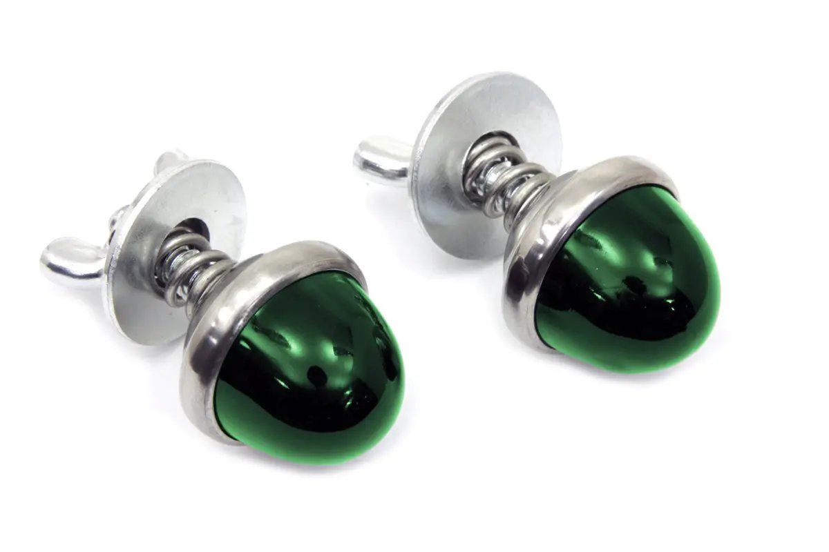 V-Twin Green Reflectors for License Plates – Genuine Glo-Brite Style with Real Glass by V-Twin