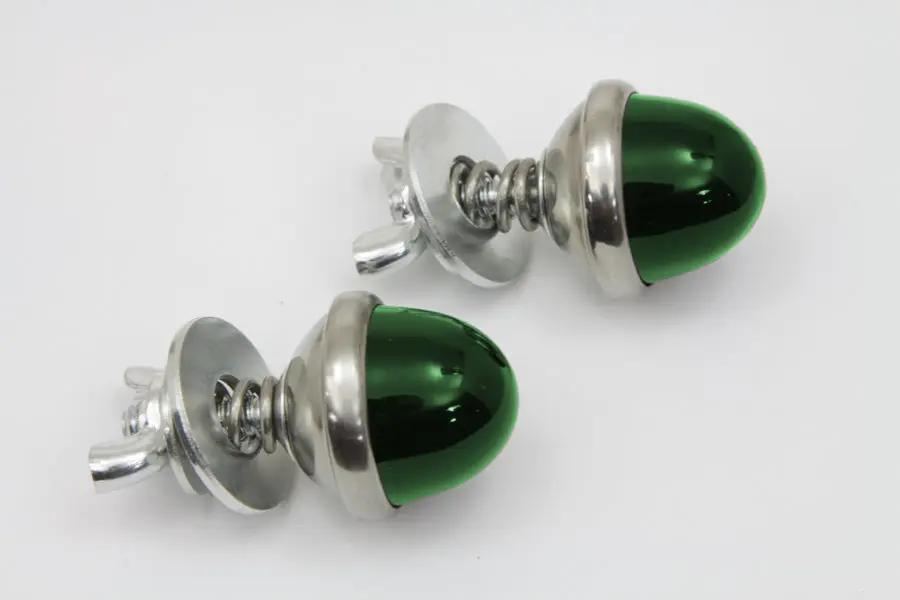 V-Twin Green Reflectors for License Plates – Genuine Glo-Brite Style with Real Glass by V-Twin