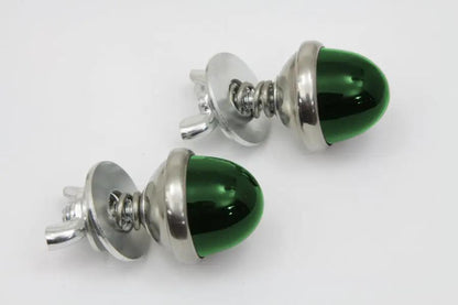 V-Twin Green Reflectors for License Plates – Genuine Glo-Brite Style with Real Glass by V-Twin