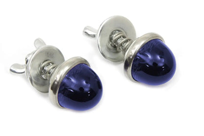 V-Twin License Plate Reflector Set Blue - Genuine Glo-Brite Style with Real Glass by V-Twin