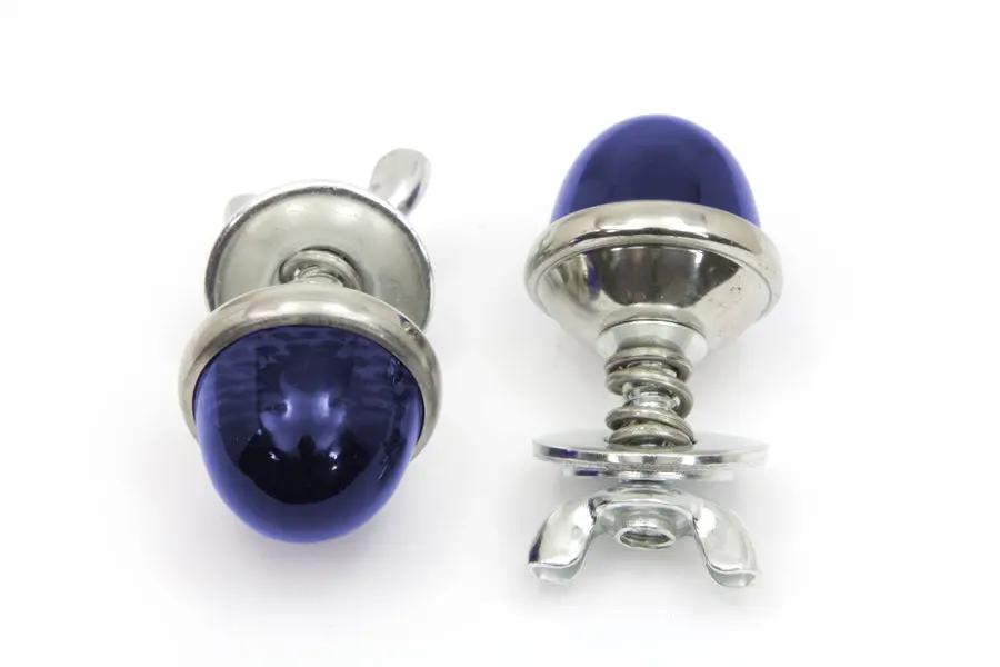 V-Twin License Plate Reflector Set Blue - Genuine Glo-Brite Style with Real Glass by V-Twin