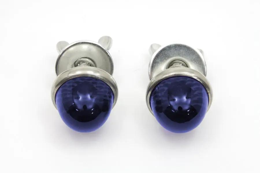 V-Twin License Plate Reflector Set Blue - Genuine Glo-Brite Style with Real Glass by V-Twin