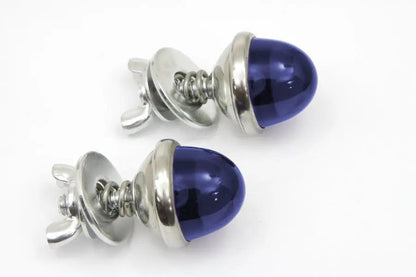 V-Twin License Plate Reflector Set Blue - Genuine Glo-Brite Style with Real Glass by V-Twin