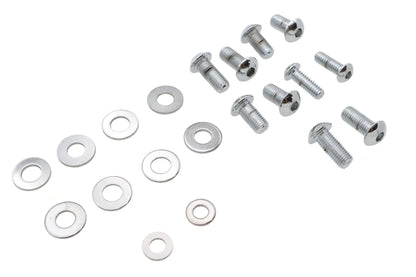 V-Twin Headlamp Cowl Screw Kit Polished Chrome for Harley Davidson FL Models by V-Twin