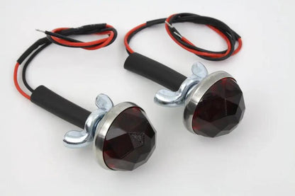 V-Twin 37-1428 Red LED Reflector Set for Motorcycles with Faceted Design and Glass Lens by V-Twin
