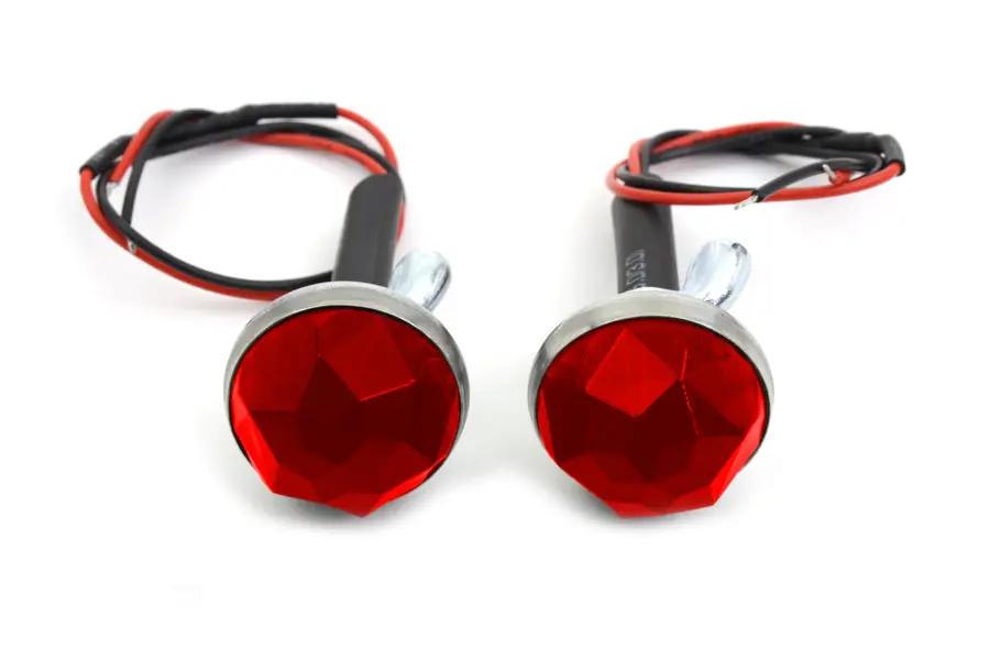 V-Twin 37-1428 Red LED Reflector Set for Motorcycles with Faceted Design and Glass Lens by V-Twin
