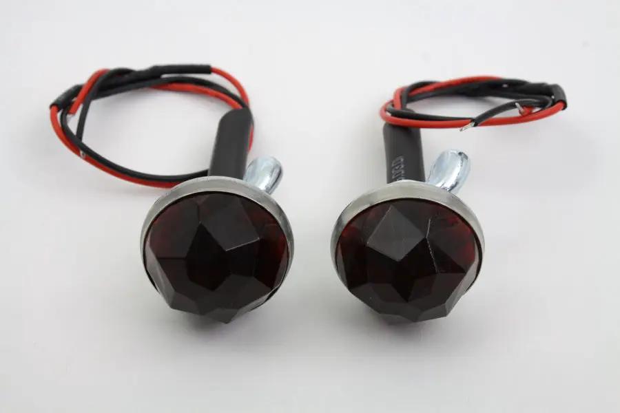 V-Twin 37-1428 Red LED Reflector Set for Motorcycles with Faceted Design and Glass Lens by V-Twin