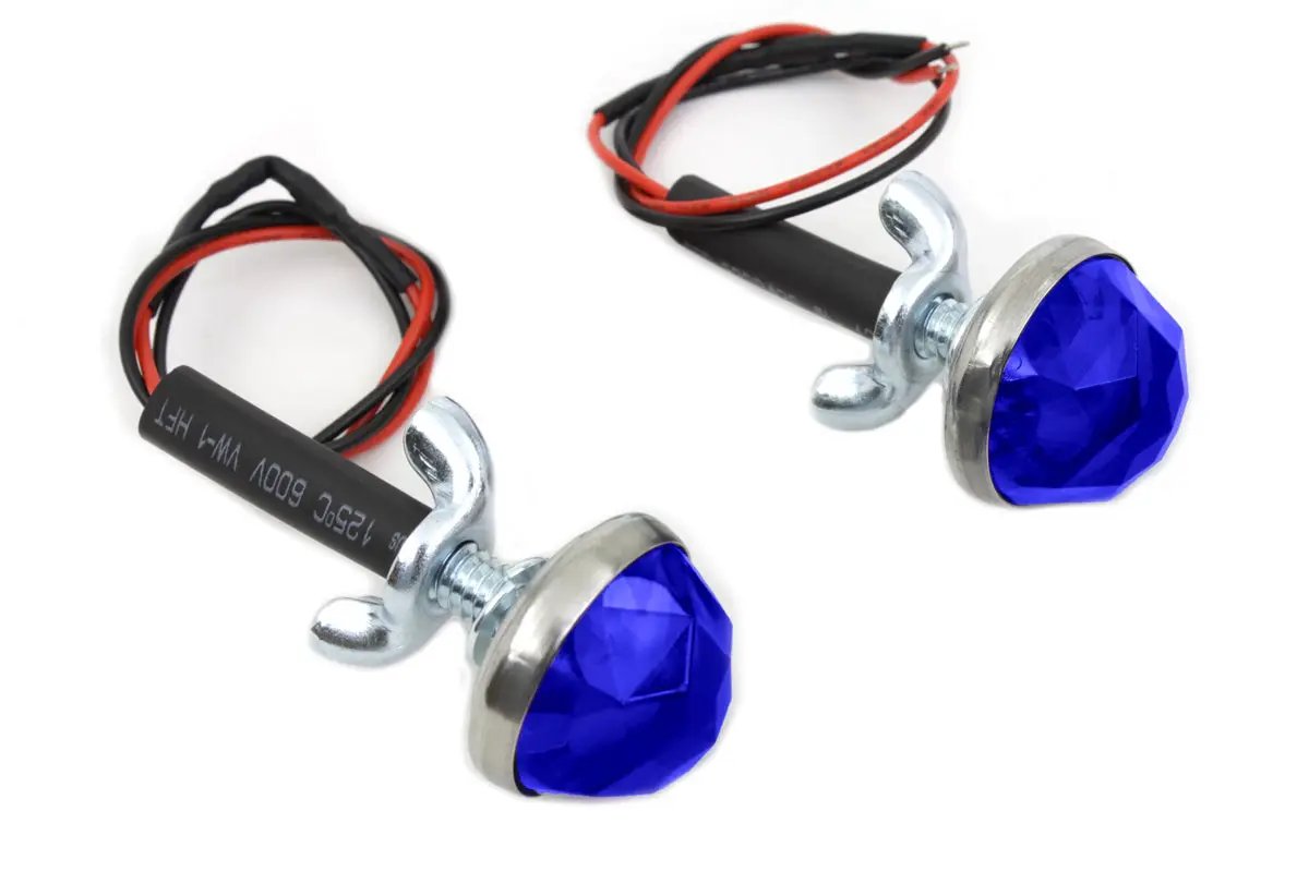 V-Twin Blue LED Reflector Set – 1 Inch Diameter with Faceted Design and Mounting Hardware by V-Twin