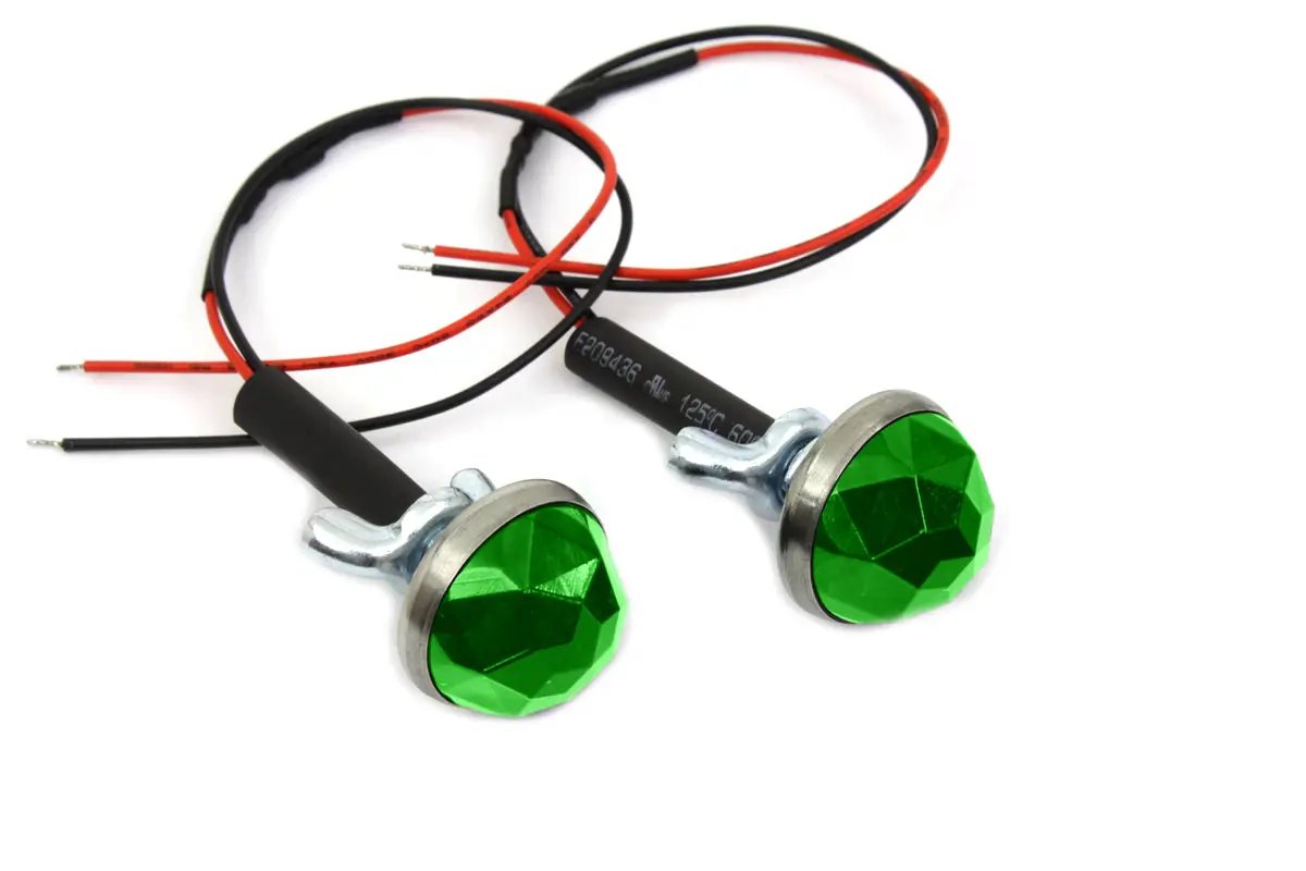 V-Twin 37-1431 Green LED Reflector Set with Faceted Design and Mounting Hardware by V-Twin