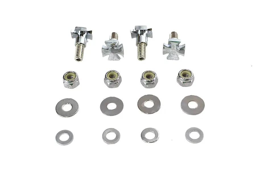 V-Twin Chrome Maltese License Plate Frame Mount Bolt Set - Custom 1 Inch Bolts with Nyloc Nuts by V-Twin