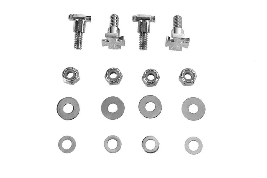 V-Twin Chrome Maltese License Plate Frame Mount Bolt Set - Custom 1 Inch Bolts with Nyloc Nuts by V-Twin