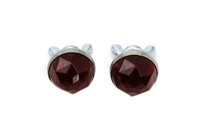 V-Twin 37-1964 Red Reflector Set with Faceted Design and Mounting Hardware by V-Twin