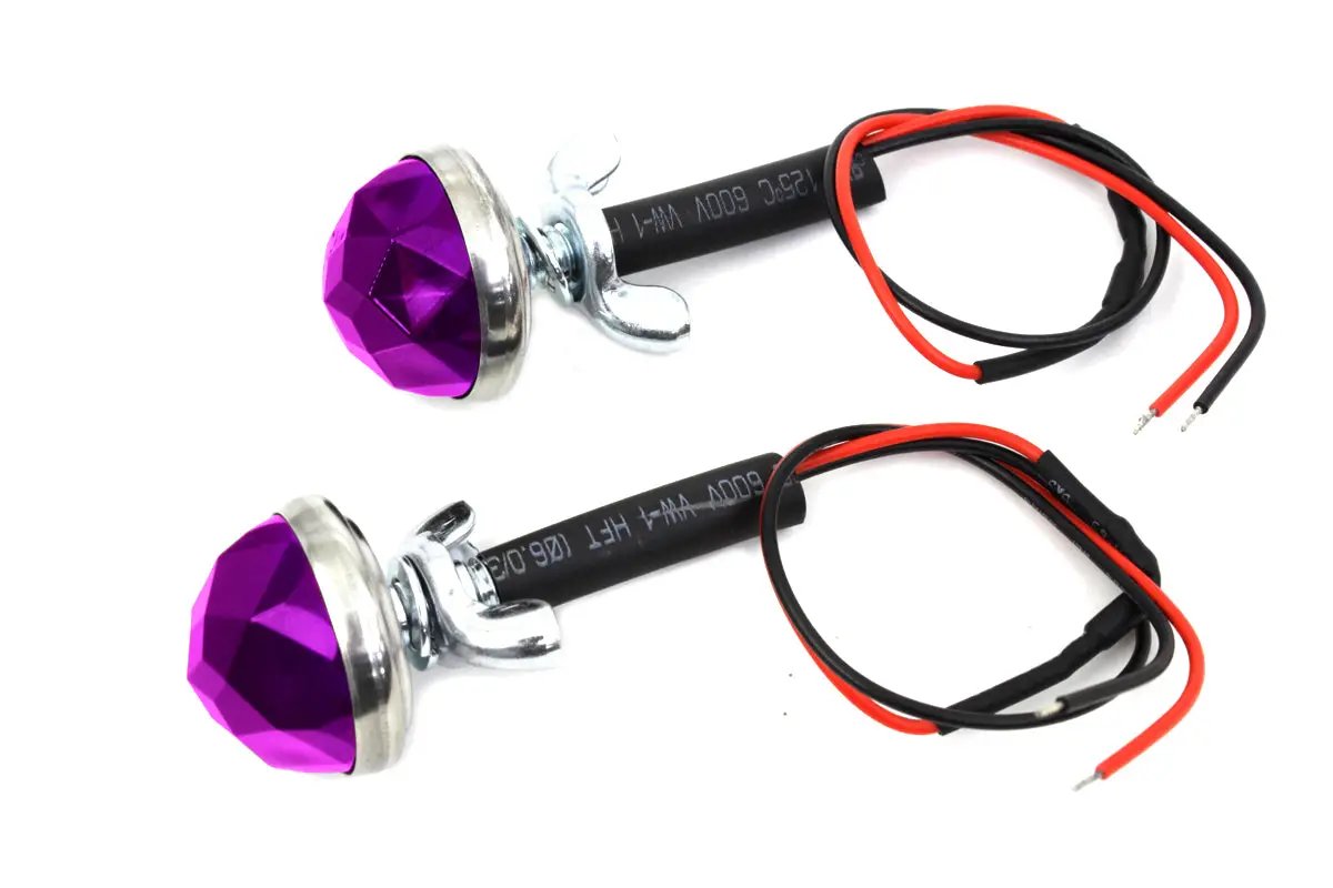 V-Twin Purple LED Reflector Set - 1 Inch Diameter with Stud, Spring & Wing Nut by V-Twin