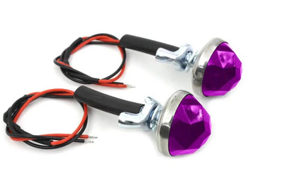 V-Twin Purple LED Reflector Set - 1 Inch Diameter with Stud, Spring & Wing Nut by V-Twin