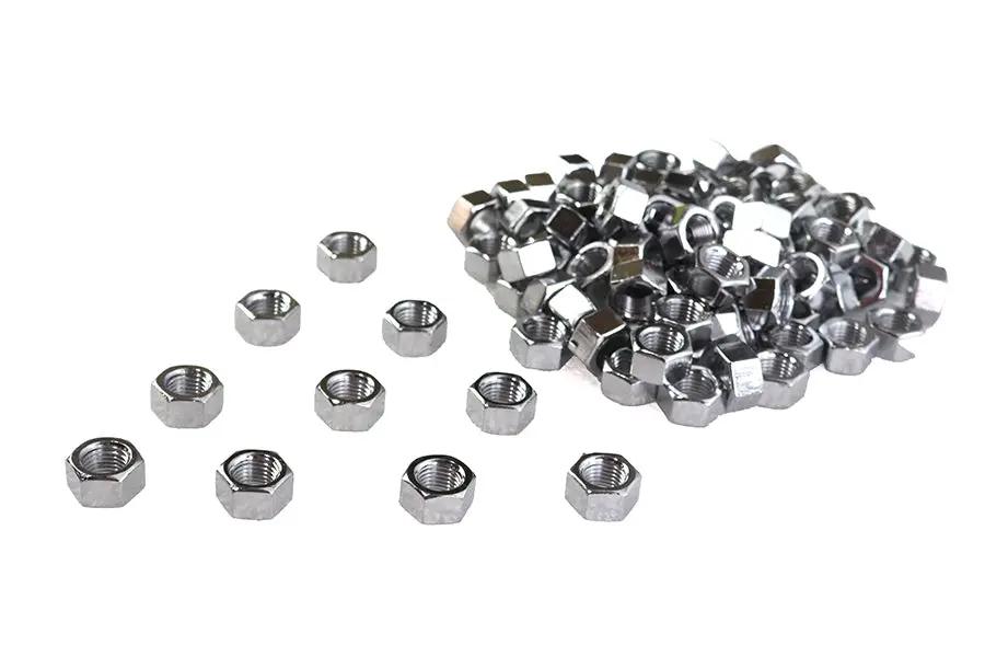 V-Twin Chrome Hex Nut 3/8 inch-24 Fine Thread - Durable Fastener for Automotive and Motorcycle Applications by V-Twin
