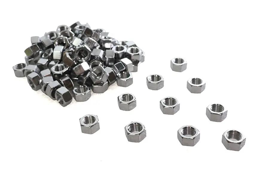 V-Twin Chrome Hex Nut 3/8 inch-24 Fine Thread - Durable Fastener for Automotive and Motorcycle Applications by V-Twin