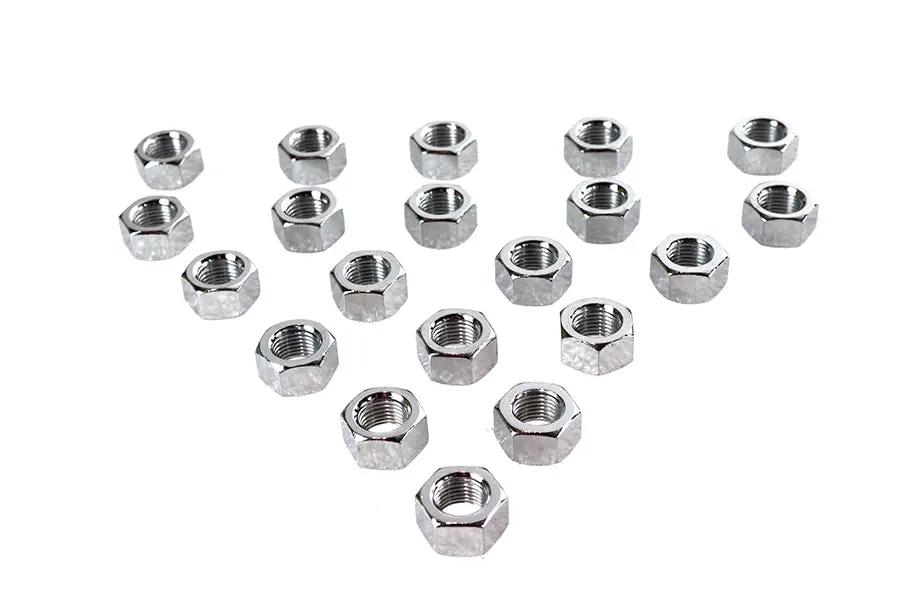 V-Twin Chrome Hex Nut 1/2 inch-20 Fine Thread - Durable Steel Fastener by V-Twin