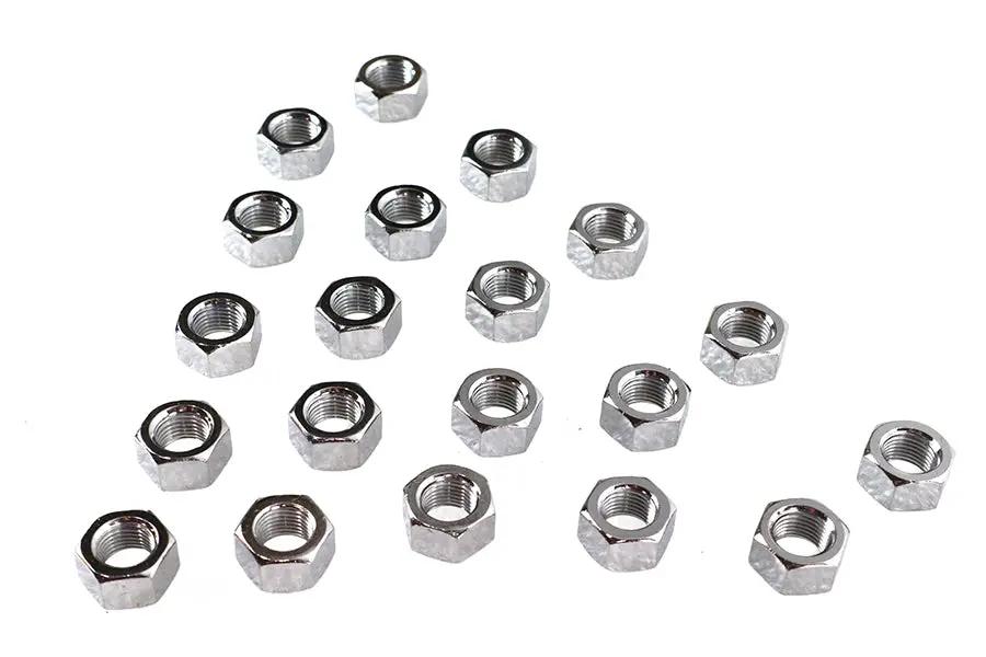 V-Twin Chrome Hex Nut 1/2 inch-20 Fine Thread - Durable Steel Fastener by V-Twin