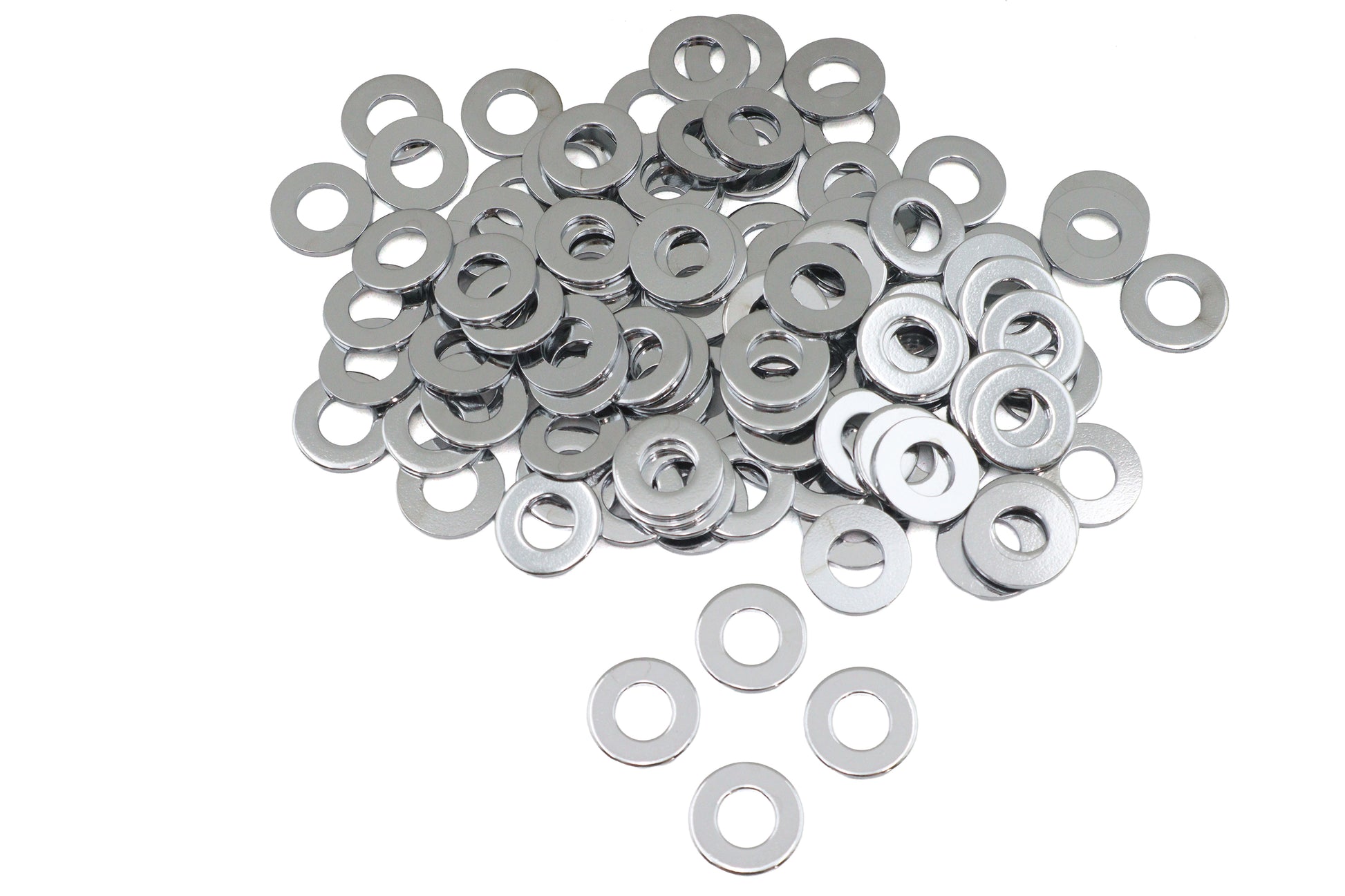 V-Twin Chrome Flat Washers with 5/16 Inch Inner Diameter, Pack of 100