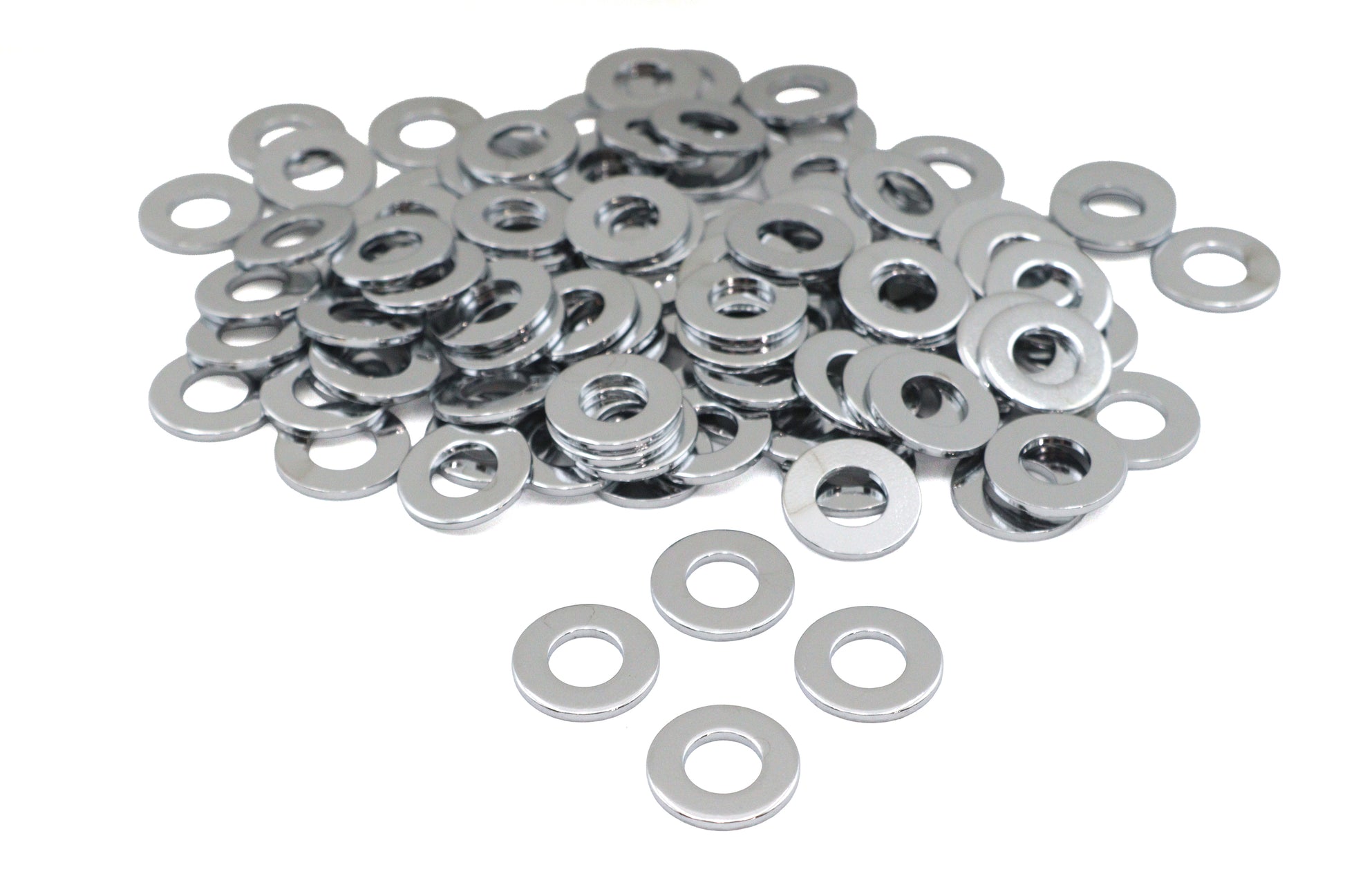 V-Twin Chrome Flat Washers with 5/16 Inch Inner Diameter, Pack of 100