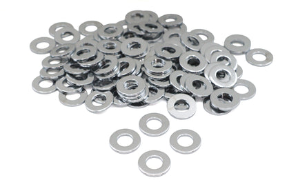 V-Twin Chrome Flat Washers with 5/16 Inch Inner Diameter, Pack of 100