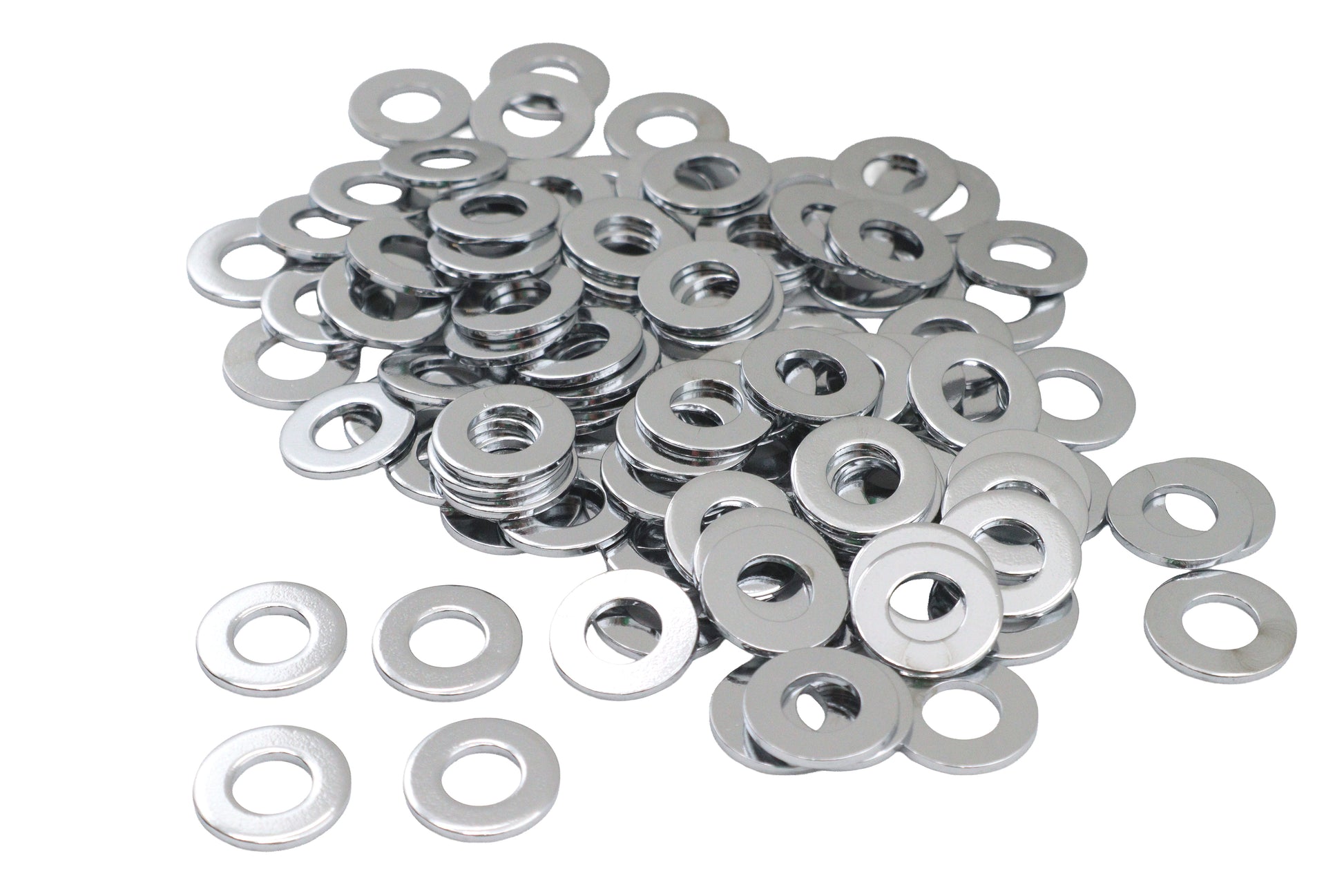 V-Twin Chrome Flat Washers with 5/16 Inch Inner Diameter, Pack of 100