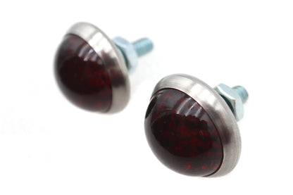 V-Twin License Plate Frame Reflectors Red Glass - Pair for Enhanced Motorcycle Visibility by V-Twin