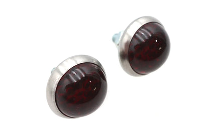 V-Twin License Plate Frame Reflectors Red Glass - Pair for Enhanced Motorcycle Visibility by V-Twin