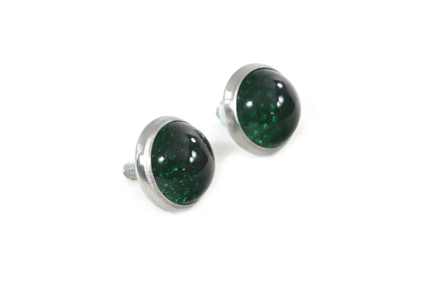 V-Twin License Plate Frame Reflectors - Green Glass for Enhanced Motorcycle Visibility by V-Twin
