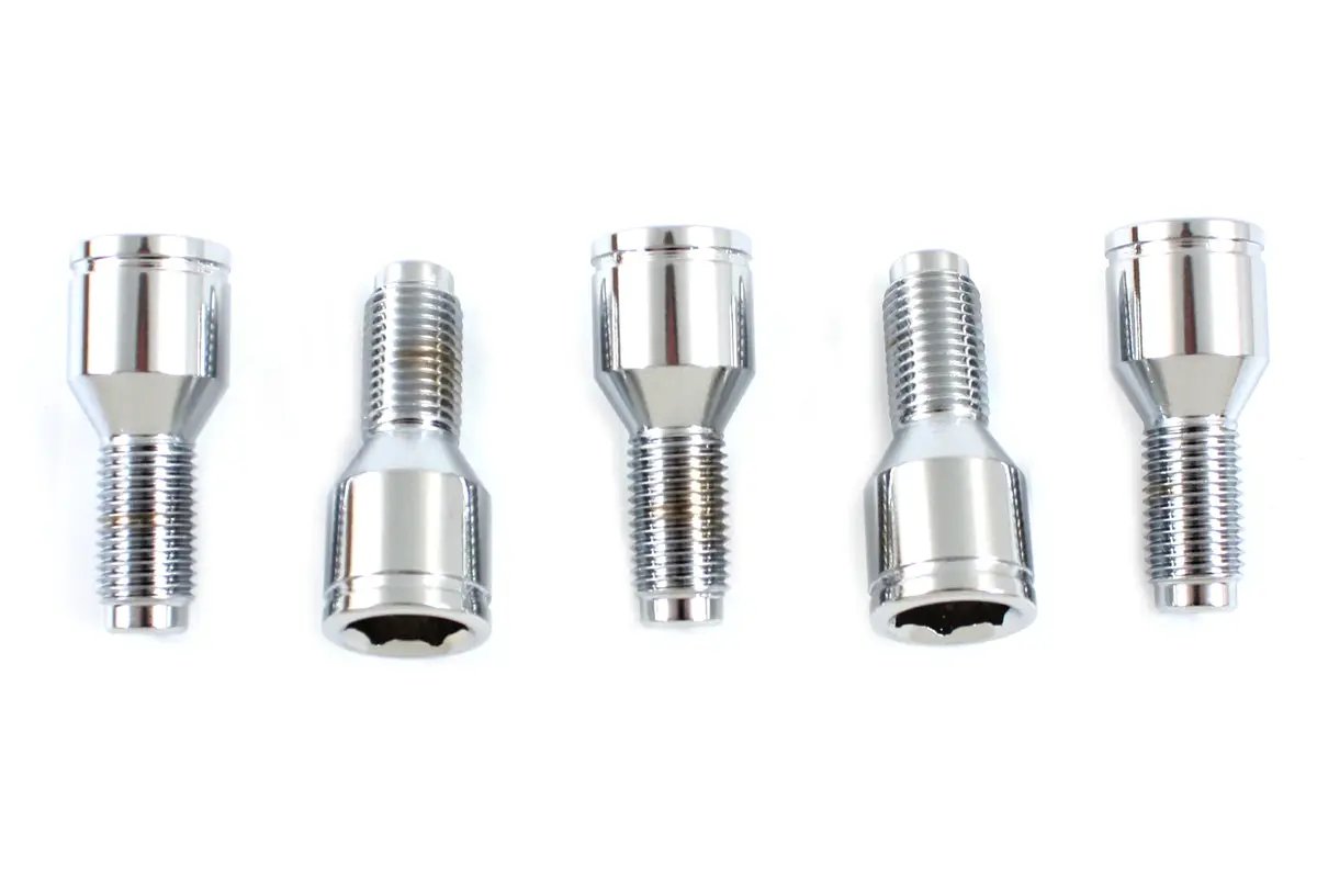 V-Twin Chrome Oversize Brake Drum Lug Bolt Set for Harley Davidson UL (7/16 inch-20 Thread) by V-Twin