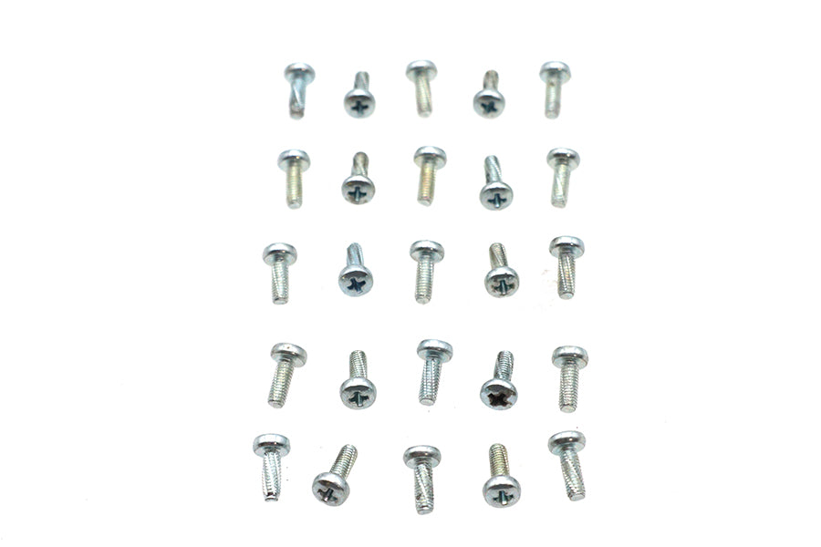 V-Twin M38D7500C Zinc Handlebar Switch Kit Screws - Pack of 25 for Harley Davidson
