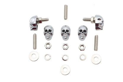 V-Twin License Plate Frame Skull Krommet Set Chrome, Part 74401A by V-Twin